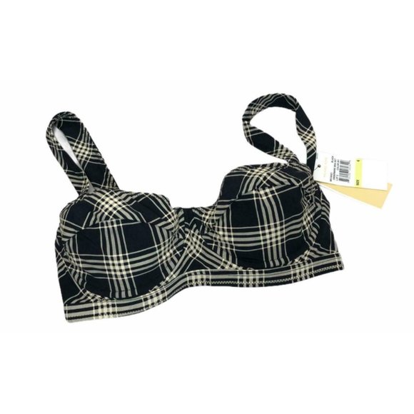Michael Kors Other - Michael Kors Bra Only Black Beige Sedona Plaid Size 4 NWT Underwire Top White